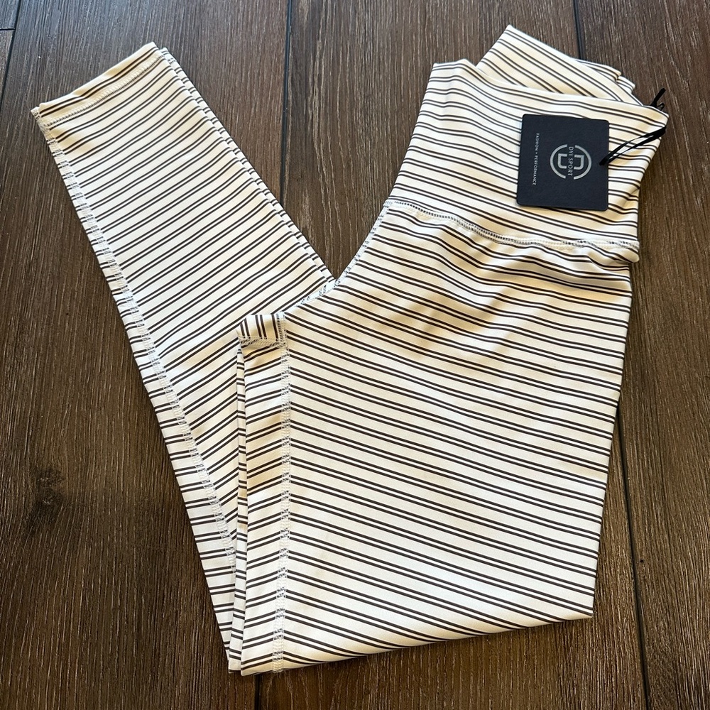 NWT DYI large legging. Cream with gold stripes. Machine washable.